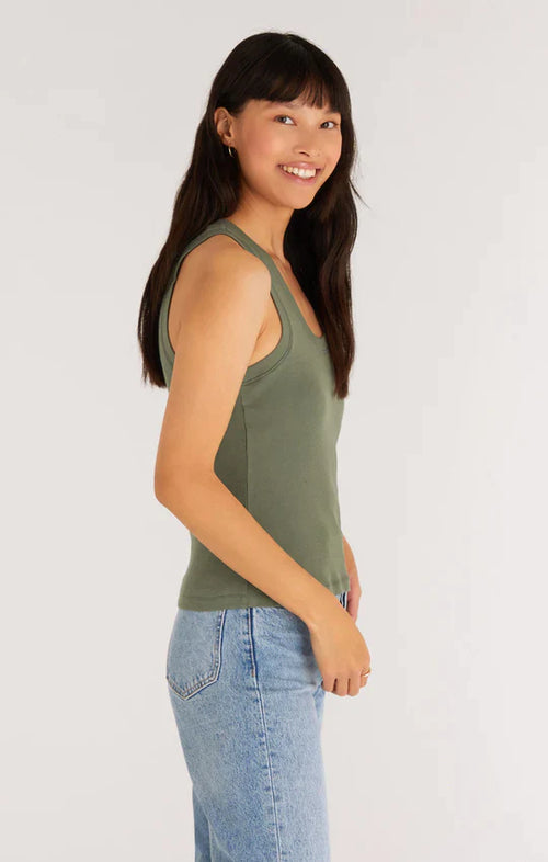 z supply sirena forest green tank top