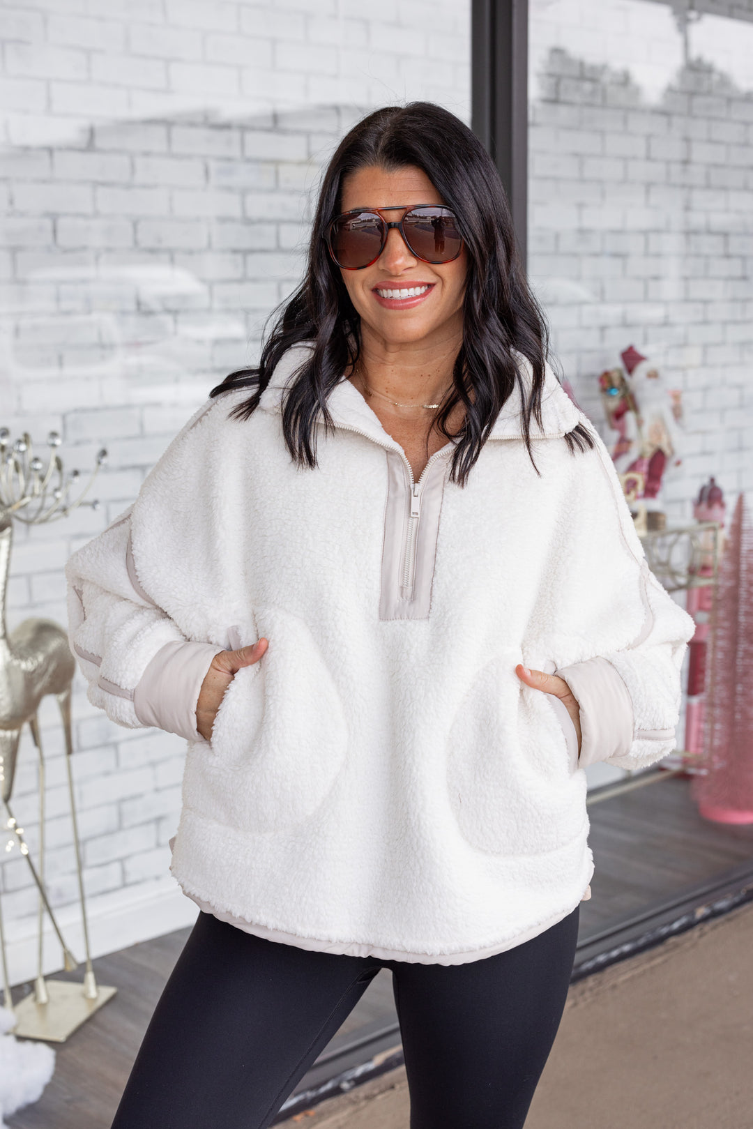 cream free people dupe sherpa pullover