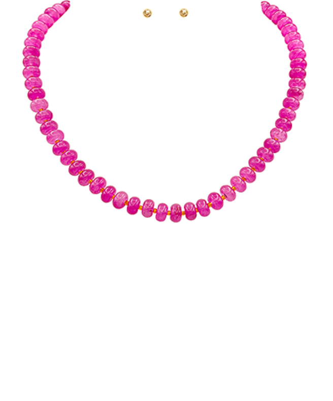 fuchsia pink beaded necklace
