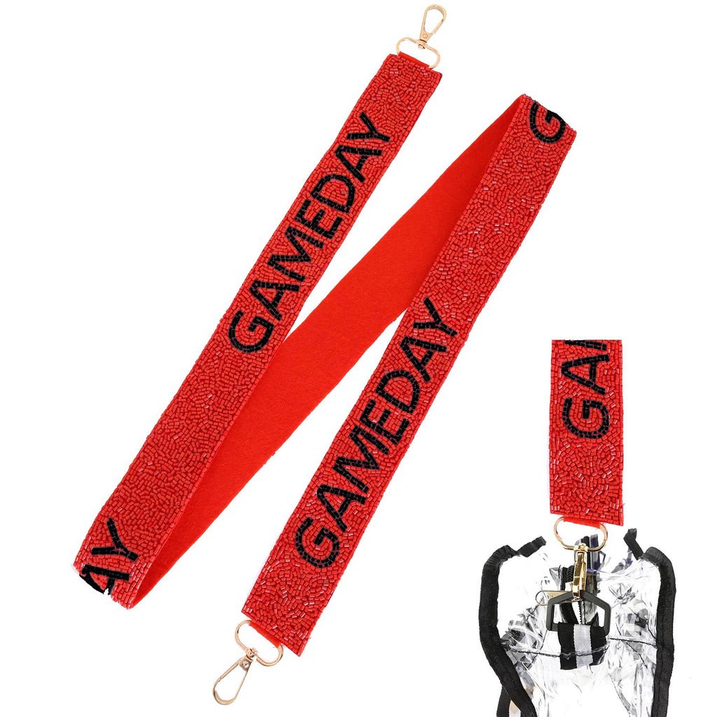 gameday red beaded bag straps