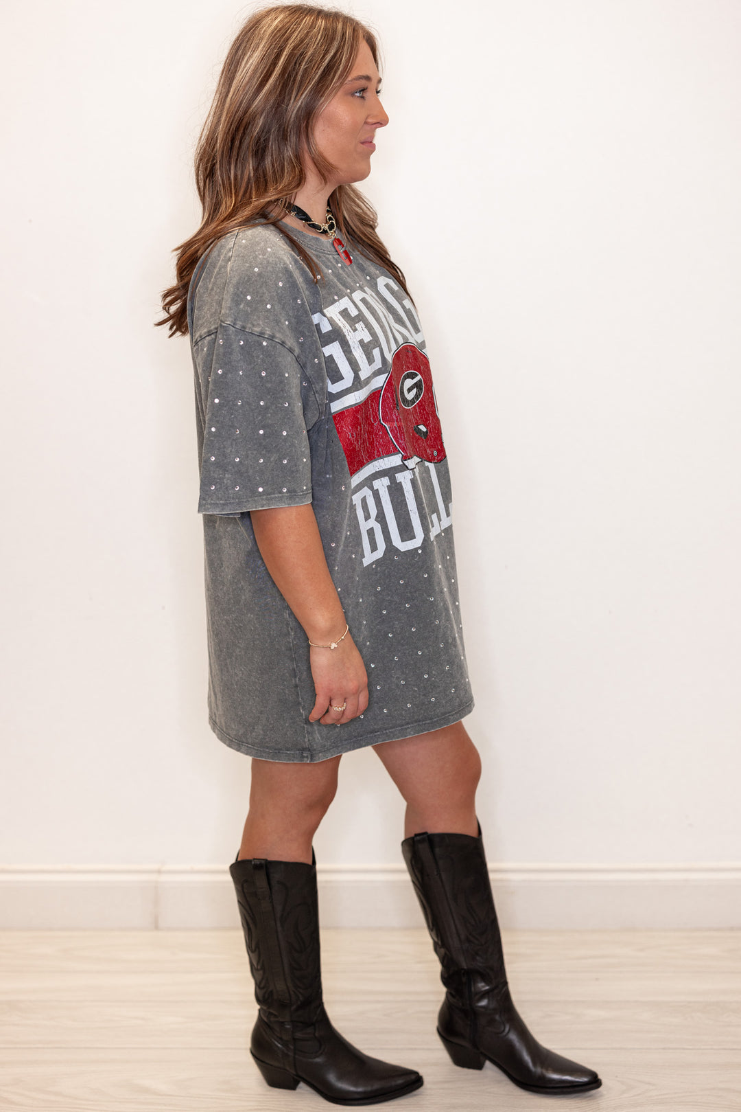 women's georgia bulldogs studded cotton tee shirt