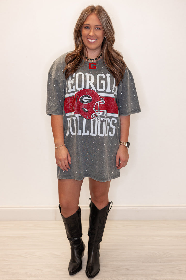 georgia bulldogs studded cotton tee shirt