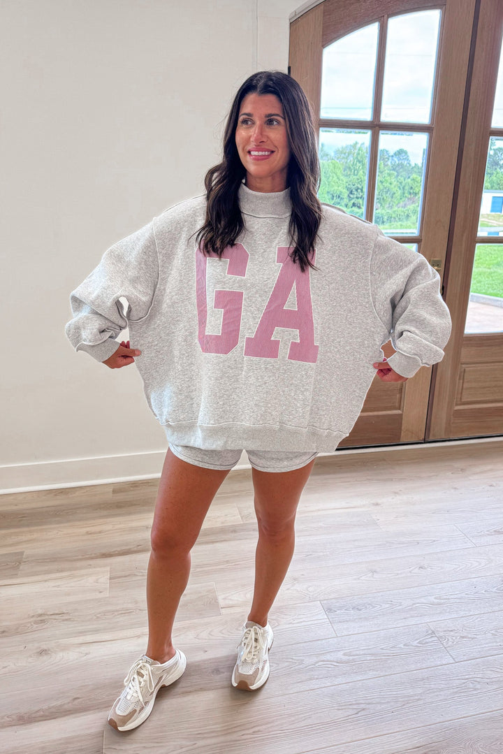 georgia red embroidered oversized sweatshirt