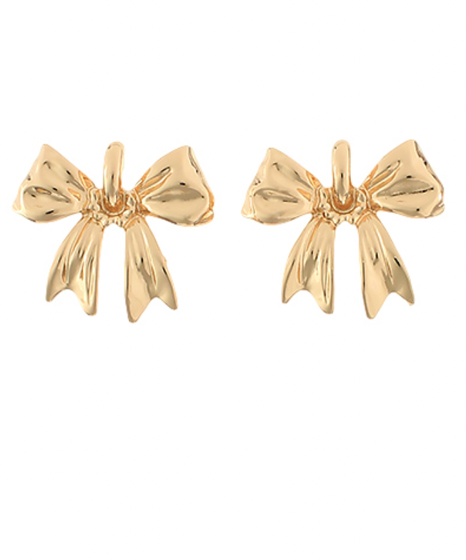 statement gold bow earrings