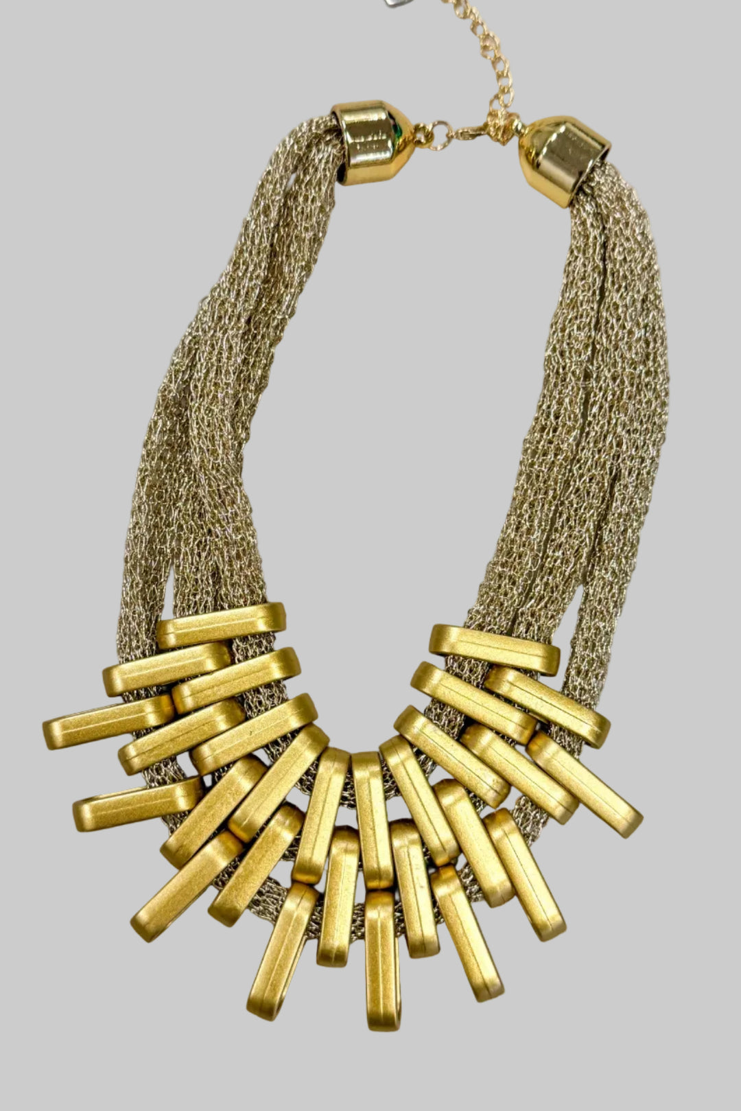 gold mesh short statement necklace
