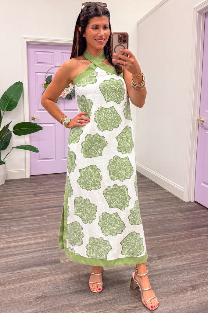 Coastal Siren Matcha Midi Dress