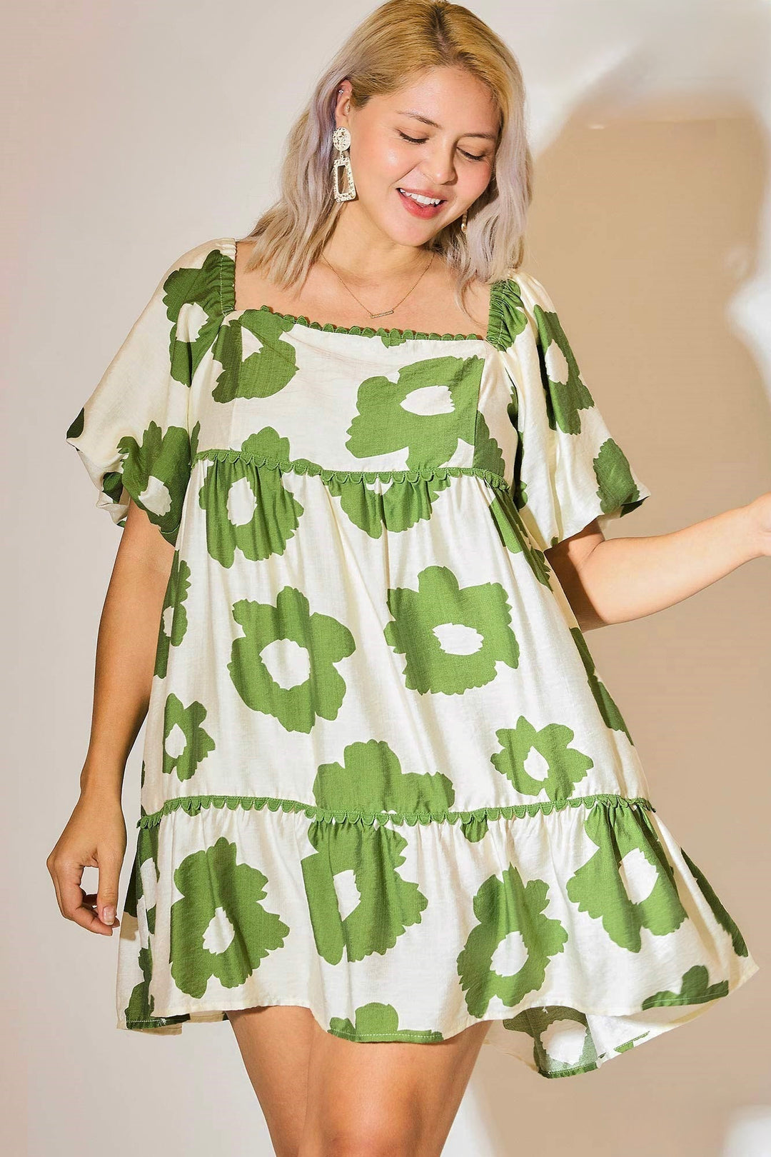 Umgee Plus Size Floral Green Dress XL Umgee Plus Size Floral Green Dress XL