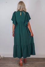 green ruffle maxi dress