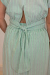 Striped Melody Green Midi Skirt Set