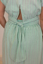 Striped Melody Green Midi Skirt Set