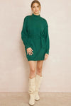Entro Hunter green sweater knit dress with belted waist