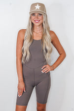 grey fitted athleisure romper rae mode