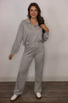 grey scuba knit elastic waist pants