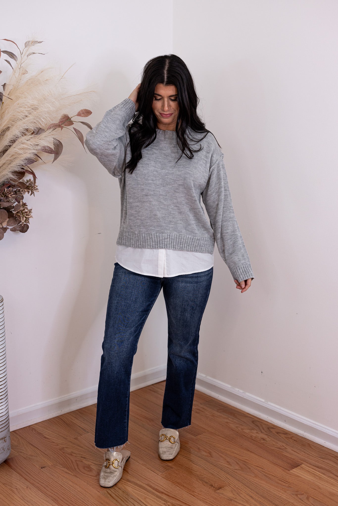 ニット+セーター theredthread bicolor layered tops gray theredthread bicolor layered tops grayの通販 by nanase｜ラクマ