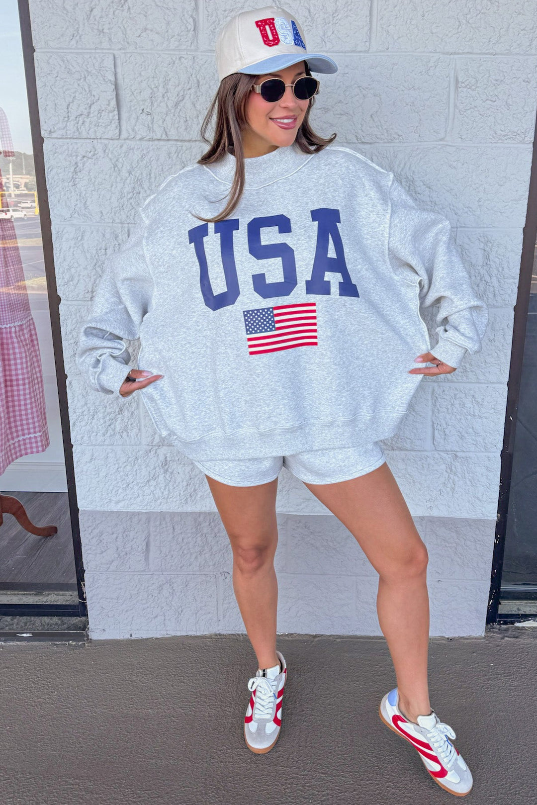 heather grey mock neck oversized fit reversible terry knit sweatshirt