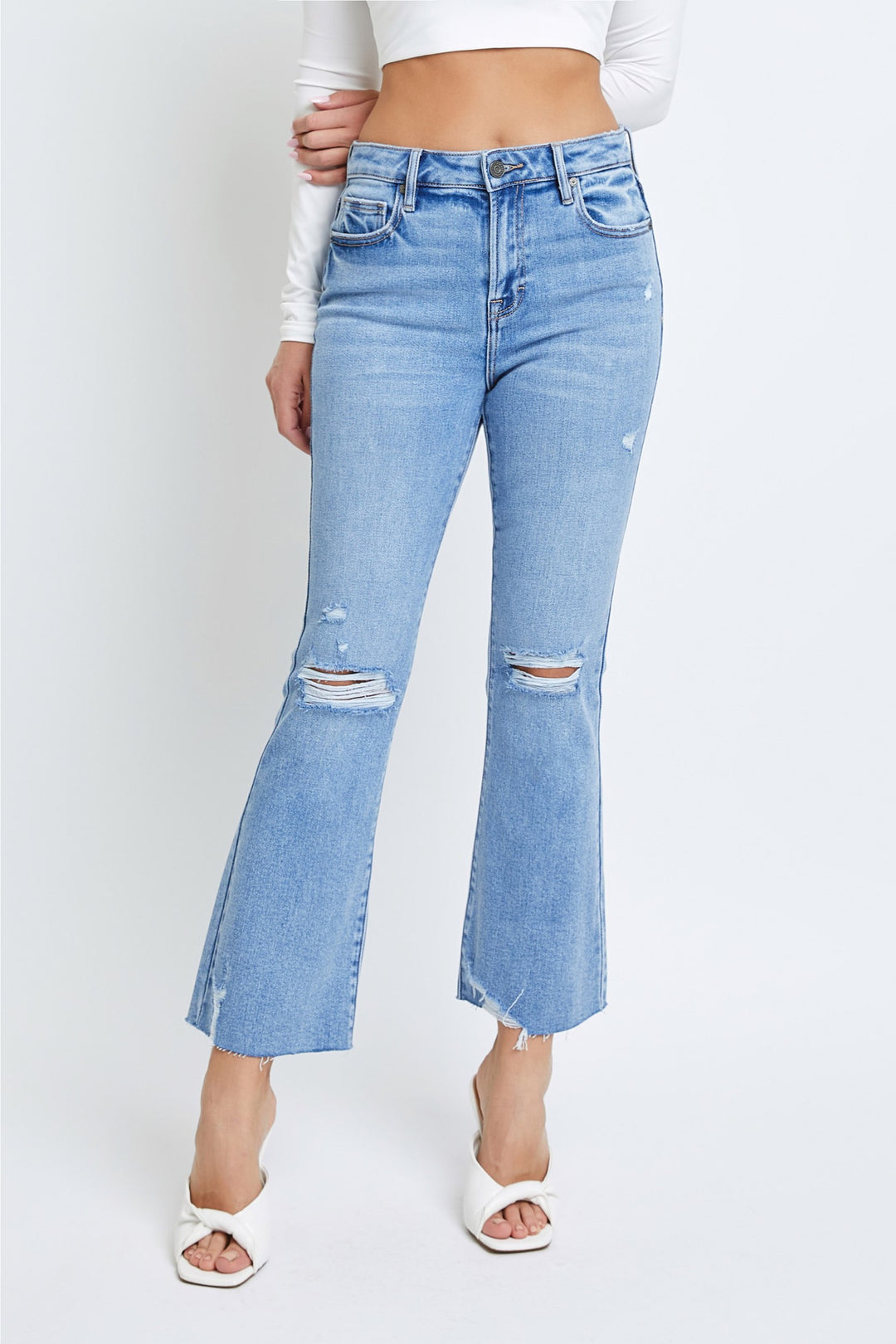 Hidden Jeans Happi Distressed Cropped Flare – Purple Door Boutique
