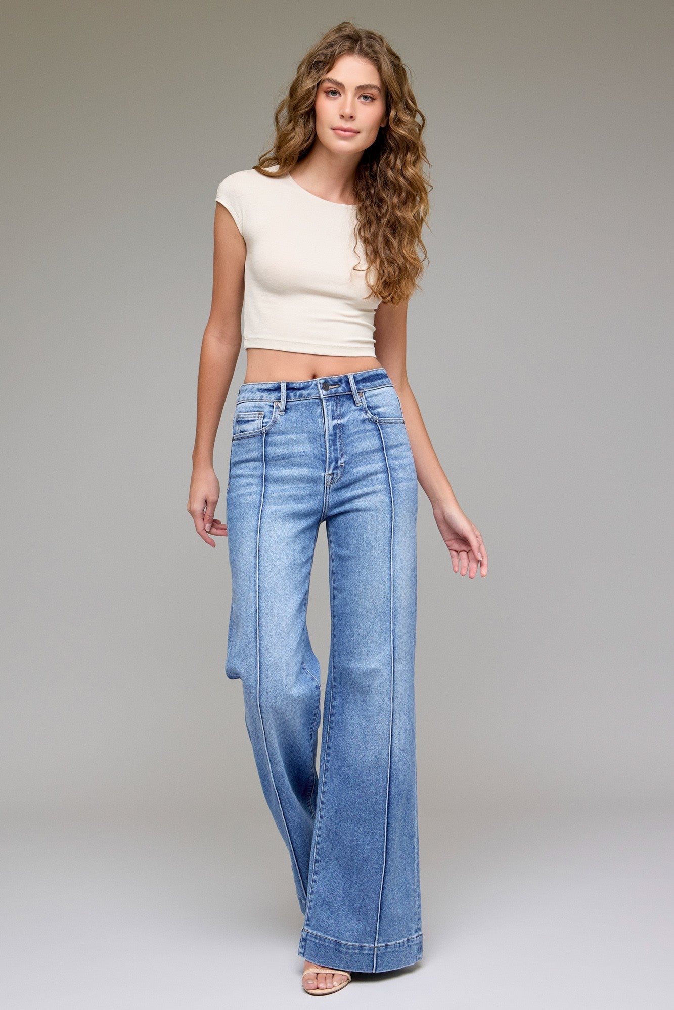 Hidden Jeans Pintuck Flare Jeans | Purple Door | Commerce GA