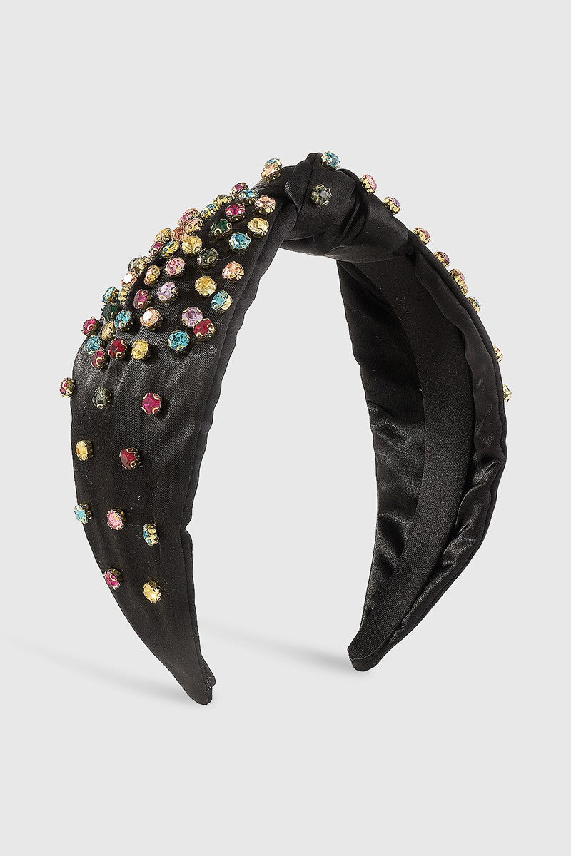 BLACK crystal  jewel headband colorful