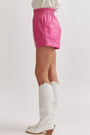 Entro Hot pink faux leather shorts with elastic waistband