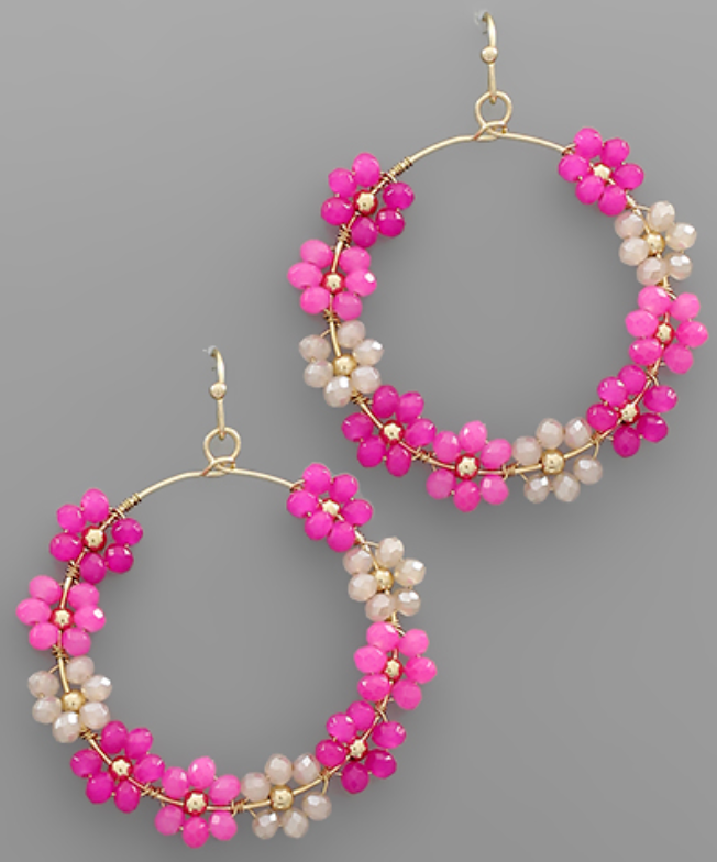 PINK floral earrings
