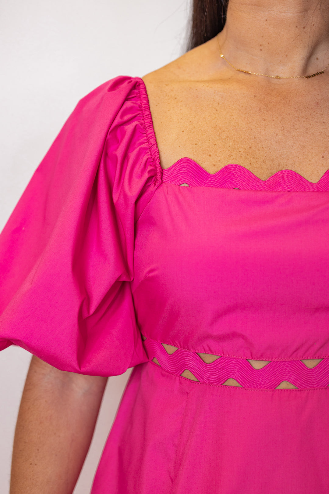 hot pink empire waist midi dress
