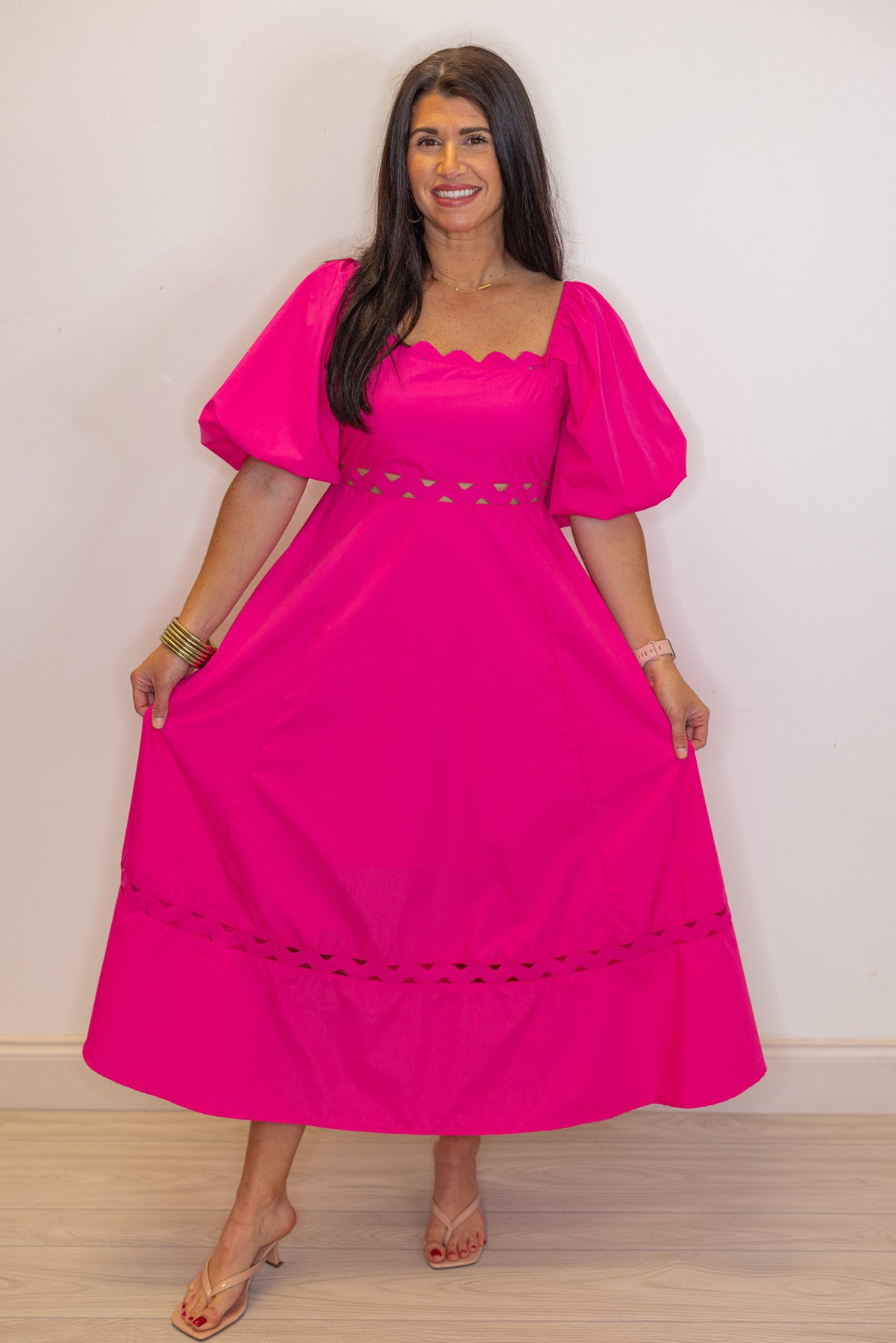 Pink Exaggerated Ric Rac Midi Dress | Purple Door | Commerce GA Purple Door Boutique Pink Exaggerated Ric Rac Midi Dress | Purple Door | Commerce GA Purple Door Boutique