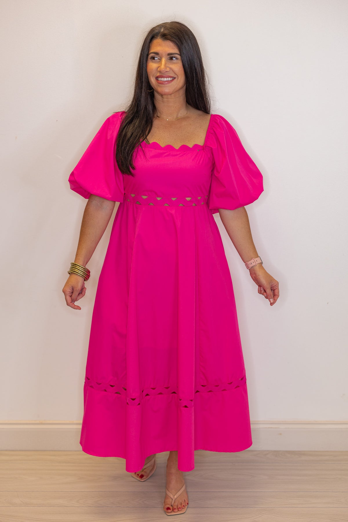 hot pink midi dress plus size Final Sale Plus Size Strapless Cargo Midi Dress in Pink