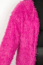hot pink fur long jacket