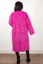 hot pink fur long jacket