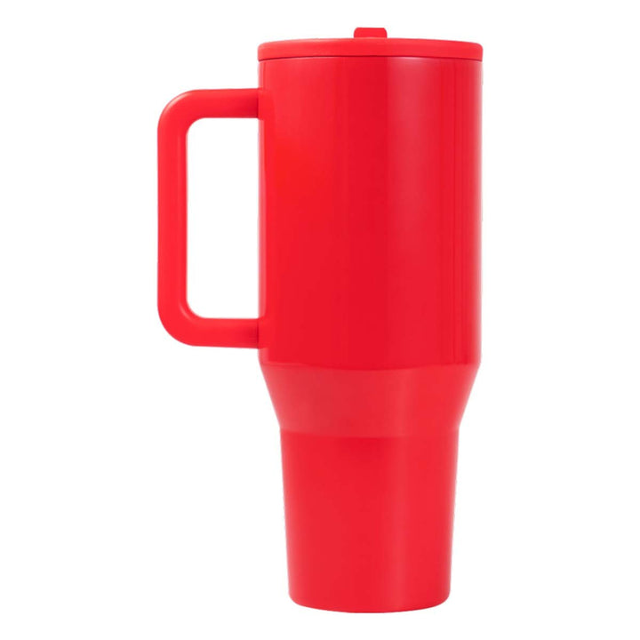HydroJug Red Shine 32 oz travel tumbler showing view of back