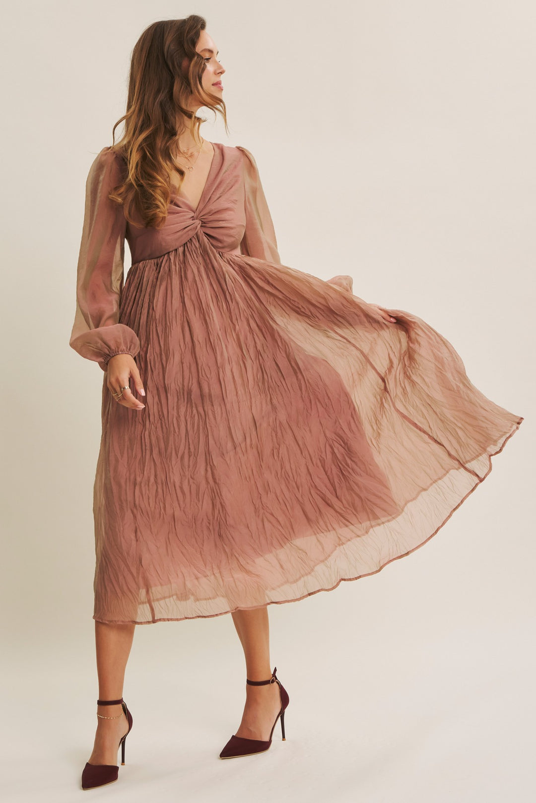 wedding attendee fall dresses mauve flowy