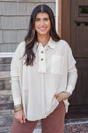 Ivory collared pullover top