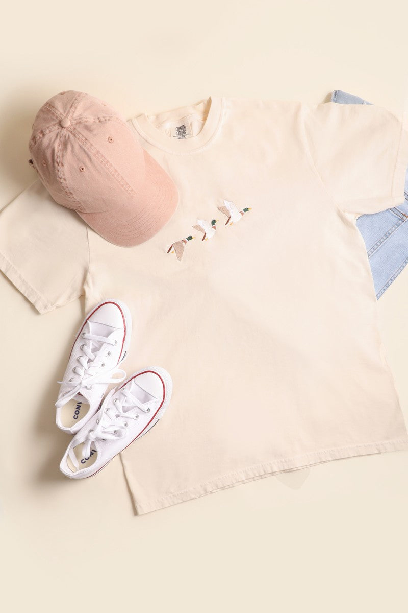 trio flying mallard ducks women's tshirt