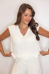 ivory summer knit shorts top matching set