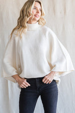 Jodifl Ivory turtleneck wide sleeve knit sweater