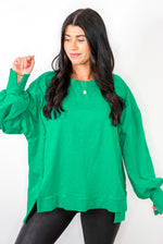 kelly green terry knit pullover