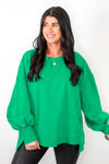kelly green terry knit pullover