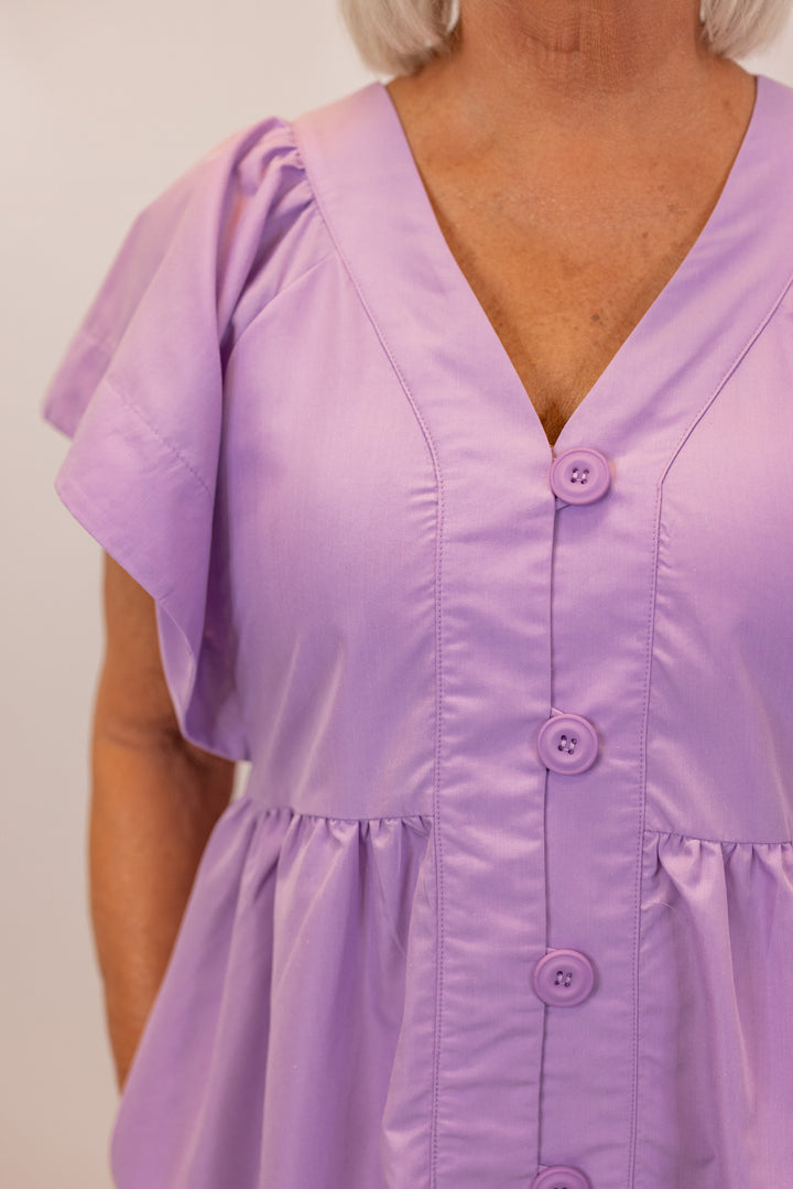 lavender purple babydoll midi dress