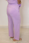 lilac cotton blend lounge pants set