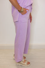 lilac cotton blend lounge pants set