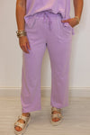lilac cotton blend lounge pants set