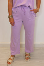 lilac cotton blend lounge pants set