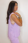 lilac cotton blend lounge pants set