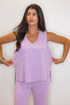 lilac cotton blend lounge pants set