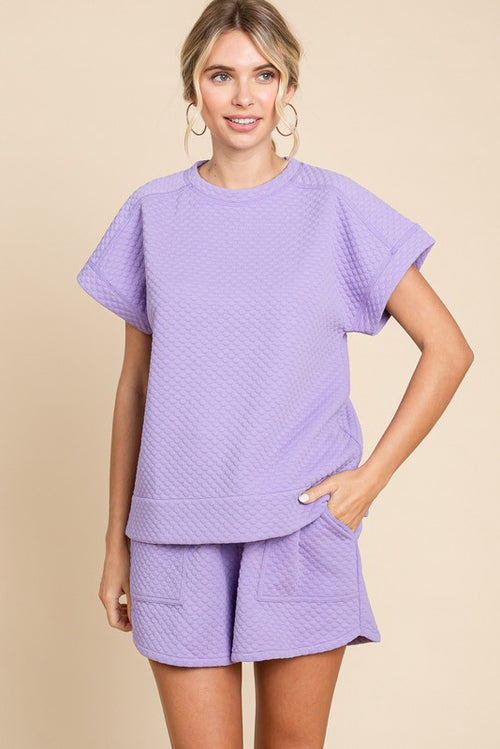 Jodifl Lavender textured shorts with drawstring elastic waistband