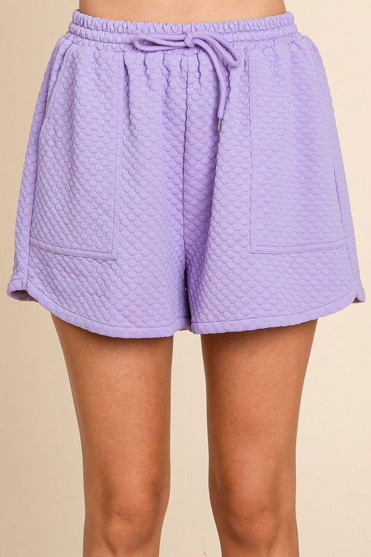Jodifl Lavender textured shorts with drawstring elastic waistband