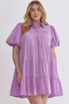 Entro Plus Lavender button down tiered babydoll dress