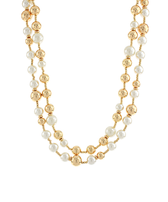 layered pearl ball necklace