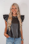 black pearl leather women's boutique top