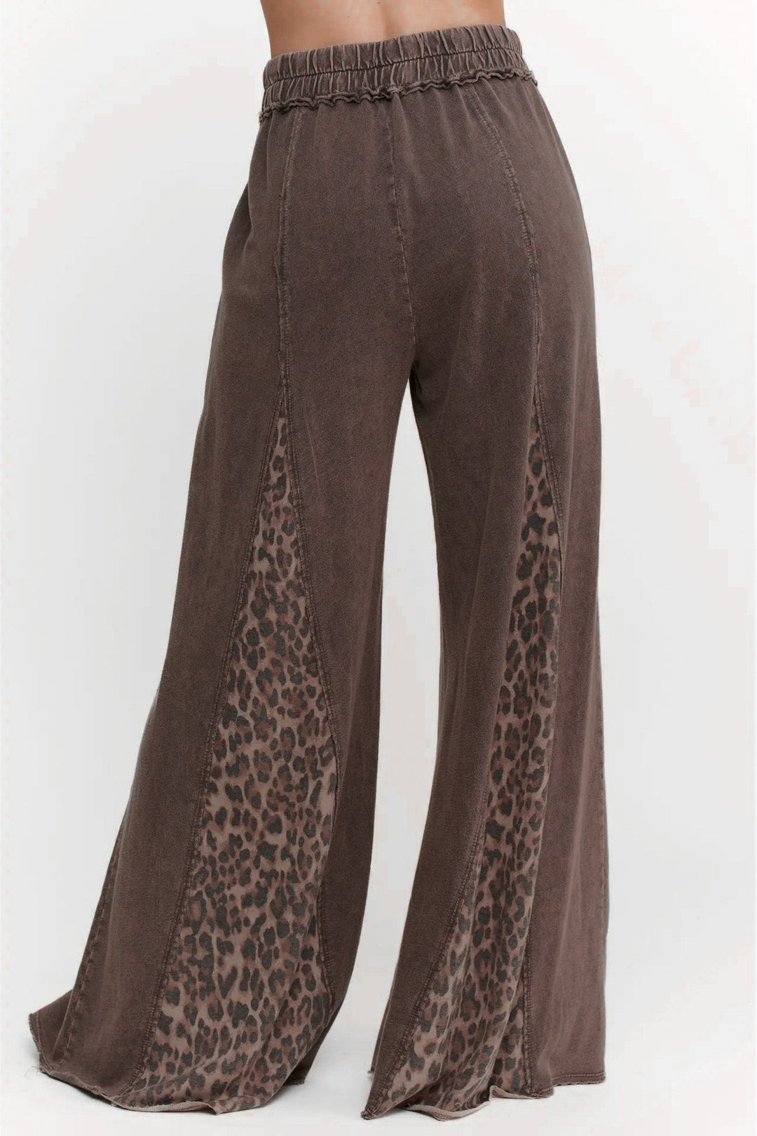 leopard print comfy flare knit pants j.her back